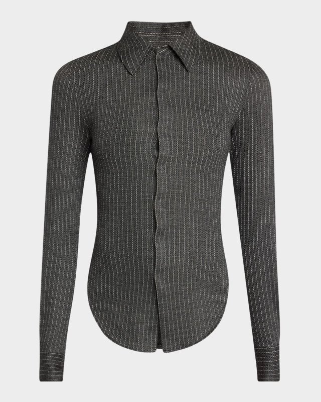 Romea Pinstripe Slim Collared Shirt